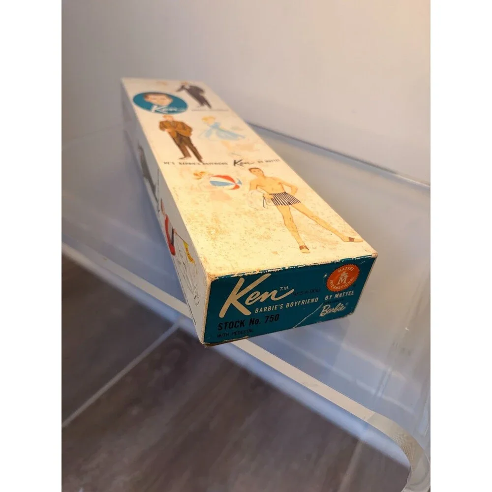 Vintage 1961 Ken Doll #750 Barbie’s Boyfriend Flocked Hair w Original Box Mattel